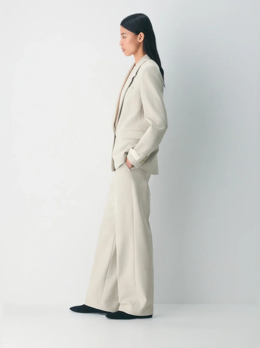 ARITZIA AGENCY PANT IN HEATHER MATTE PEARL